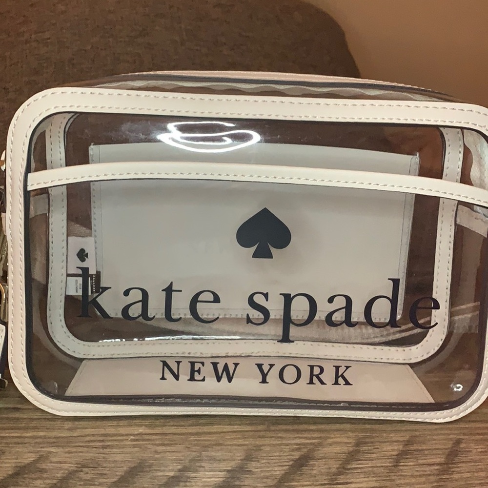 Clear acrylic camera bag white-leather pockets